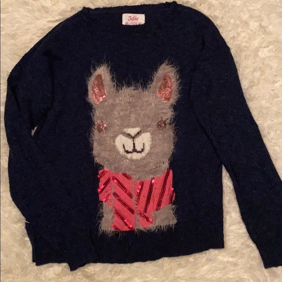 Justice Fuzzy Holiday Llama Sweater 